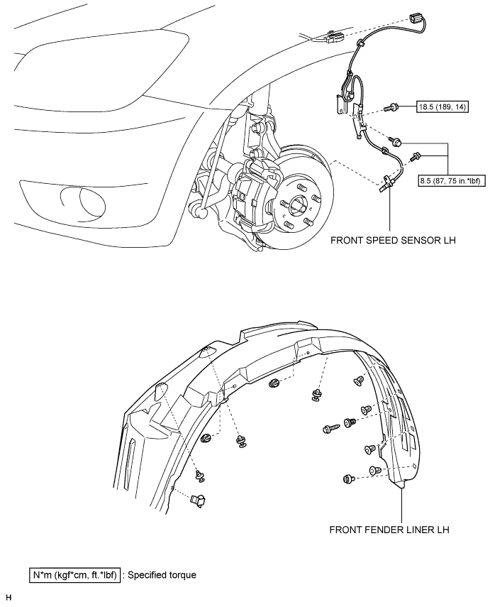 Toyota Rav4. Aca30, 33, 38 Gsa33 Zsa30, 35.Brake Control.Anti-Lock Brake System.Front Speed Sensor  Components